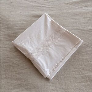 Antique Linen Bedsheet with Handwork Border
